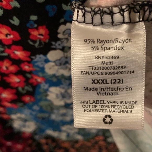 NWT Time and Tru beautiful multi color dress with pockets XXL(20) or XXXL(22) - Picture 7 of 14